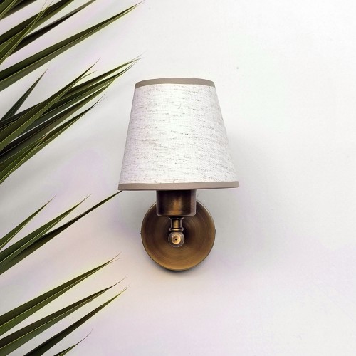 Mini Glow Vintage Gold Duvar Apliği Keten Krem Başlıklı Jüt Biyeli